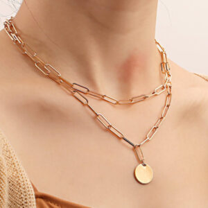 Vintage Round Charm Layered Necklace