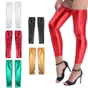 Wet Look Footless Thigh High Stockings