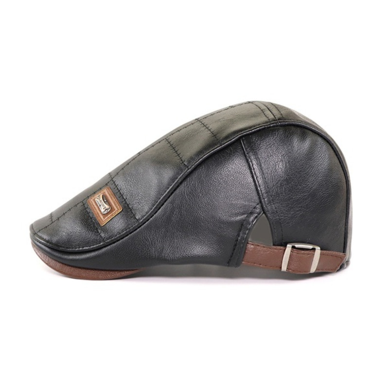 bp3w8vfd leather newsboy cap black 2