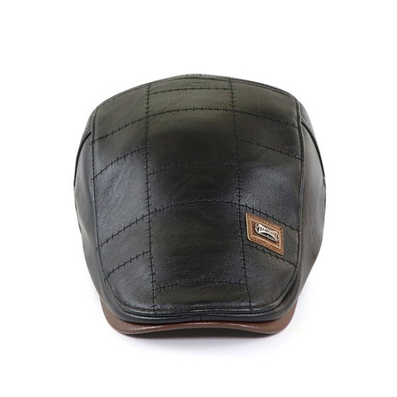 bp3w8vfd leather newsboy cap black 3