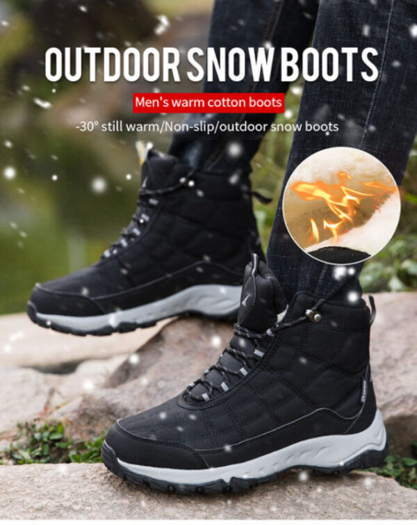 Waterproof Slip Resistant Men Platform Boots with Plush Lining
