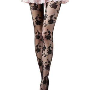 Women’s See-Through Tights with Roses: Lace Rose Pattern
