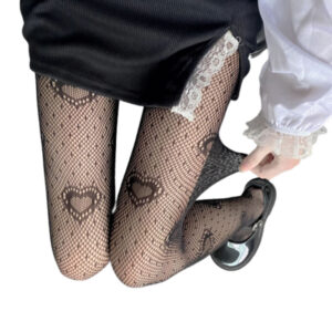 Women Gothic Fishnet Love Heart Tights