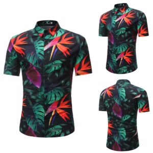 Men’s Short Sleeve Shirt with Flowers