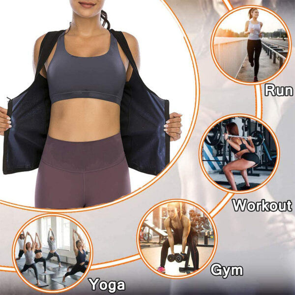 Women Body Shaping Zipper Sauna Sweat Vest - Image 4