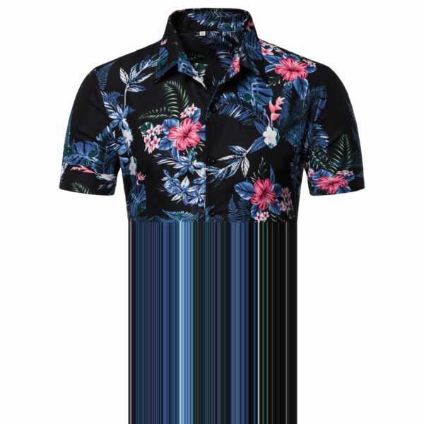 Men's Casual Short Sleeve Floral Shirt - Image 3