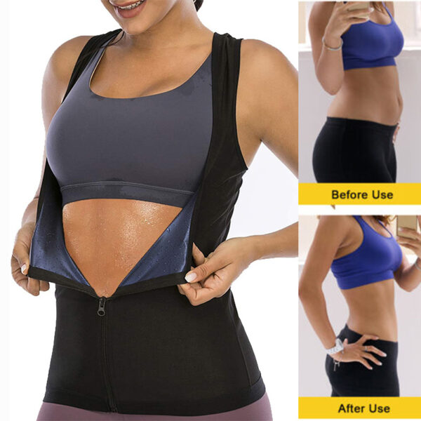 Women Body Shaping Zipper Sauna Sweat Vest - Image 3