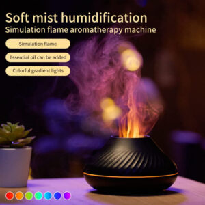130ml Usb Portable Volcanic Flame Aroma Diffuser Essential Oil Lamp Air Humidifier Fogger With Colorful Led Night Light