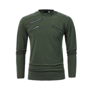 Men’s Casual Half High Collar Multi Zipper Large Shirt