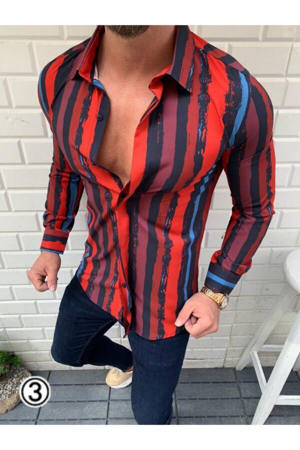 Men’s Long Sleeve Striped Shirt - Image 3