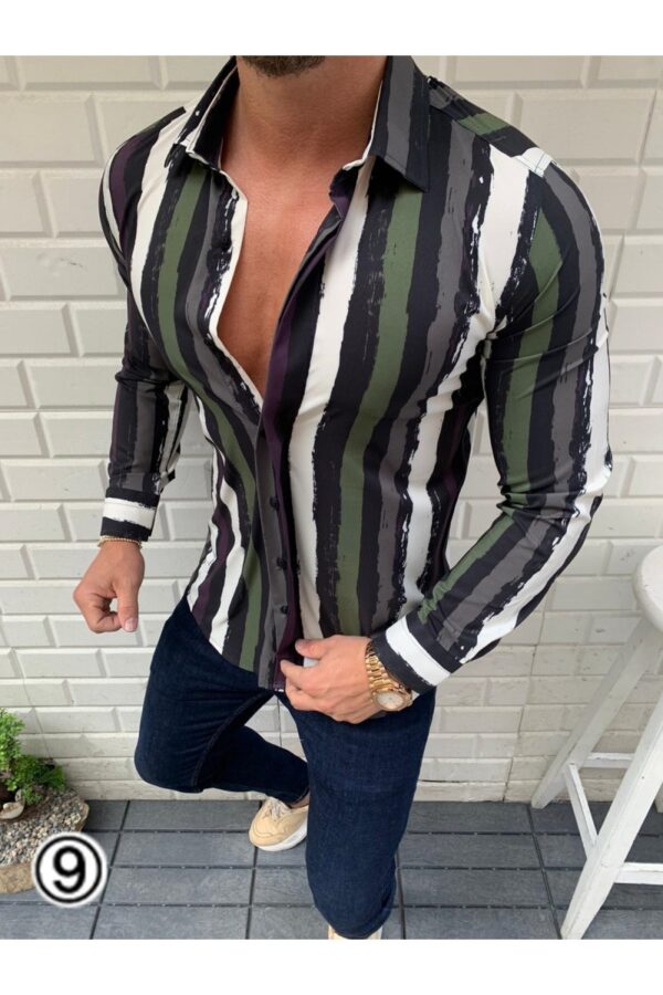 Men’s Long Sleeve Striped Shirt - Image 6