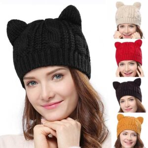 Women Cute Knitted Cat Ear Beanie