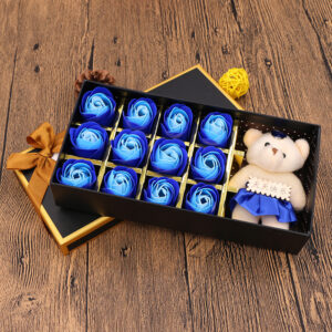 Creative Gift Box 12 Eternal Soap Roses with Bear