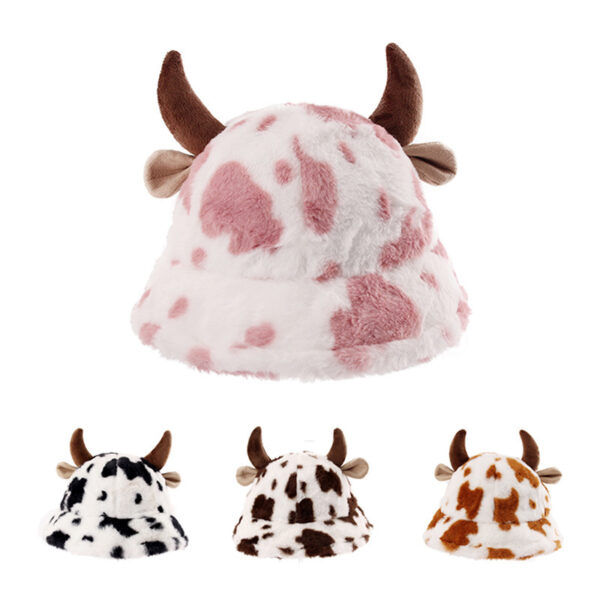 Women's Bucket Hat with Cow Croissant Print
