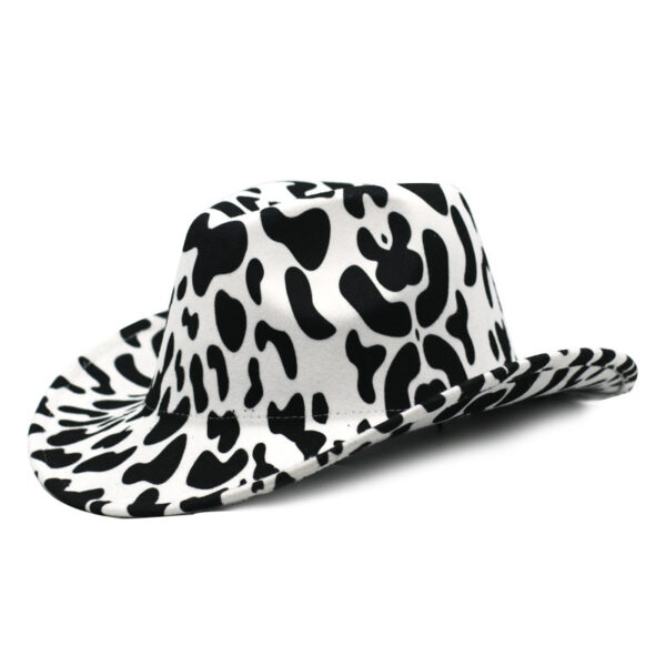 Cow Pattern Western Hat With Rolled Brim - Image 4