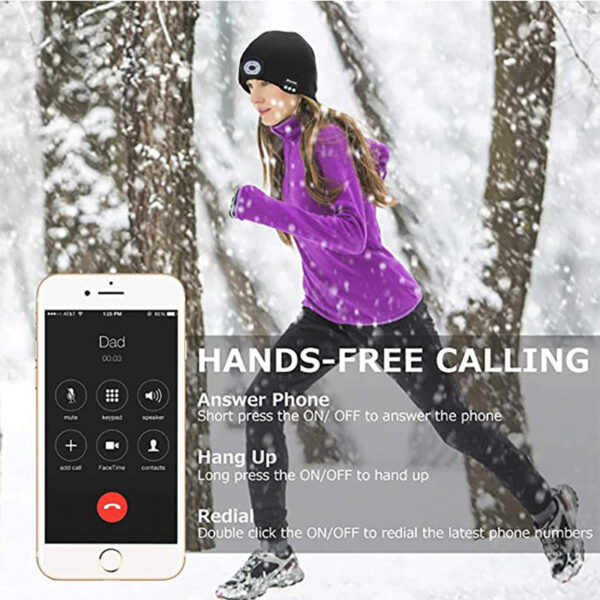 Warm Bluetooth 5.0 Wireless Beanie Hat with LED Light - Image 4