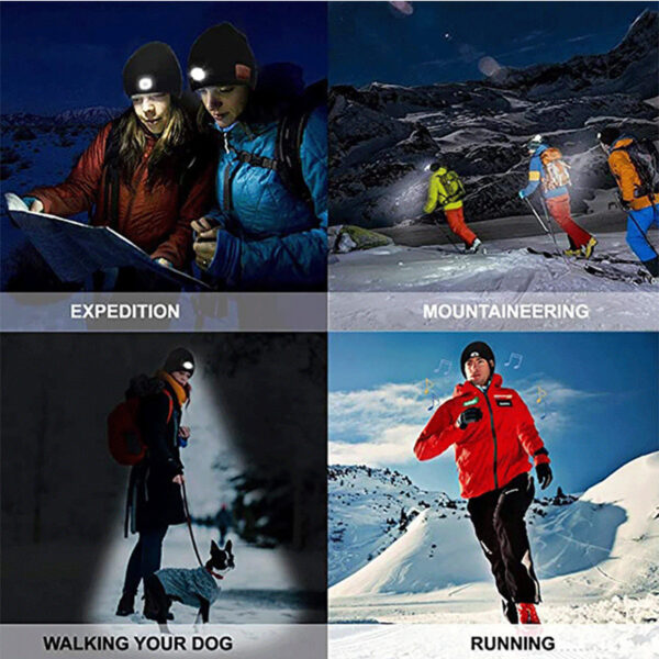 Warm Bluetooth 5.0 Wireless Beanie Hat with LED Light - Image 3