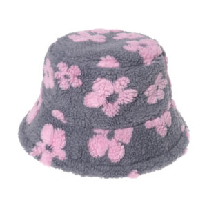 Women Warm Lamb Wool Floral Bucket Hat