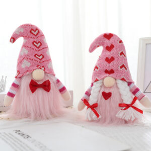 Knitted Valentines Faceless Gnomes with Hearts