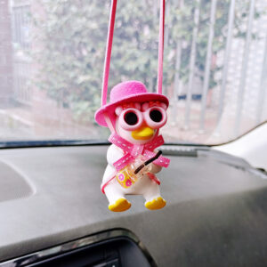 Super Cool Cowboy Duck Ornament Revolver Car Rearview Mirror Pendant Decoration
