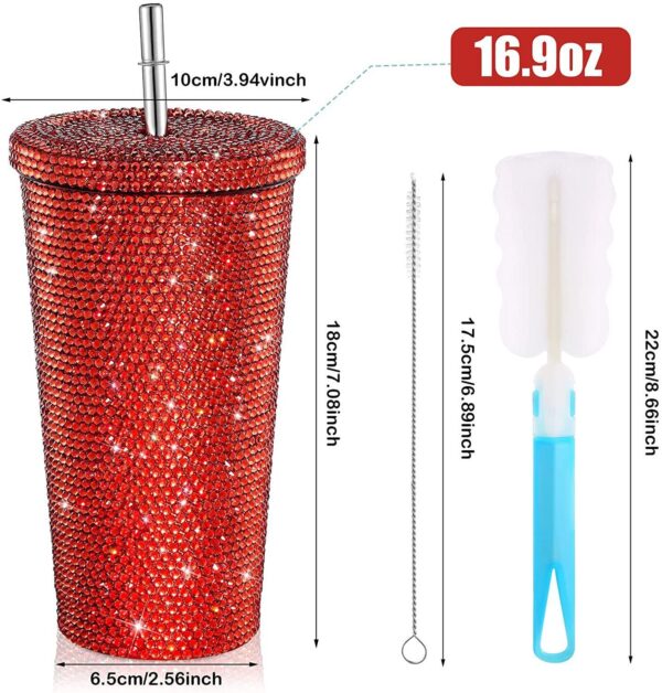 Rhinestones Inlaid Insulated Coffee Cup Tumbler - Image 4