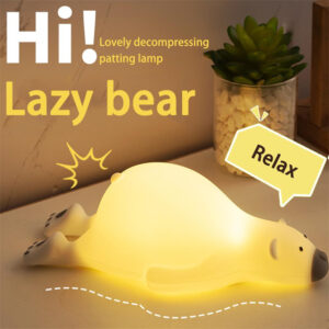 3-Level Atmosphere Table Lamp with Cute Silicone Bear Night Light