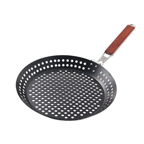 Compact Round Foldable Frying Pan for Outdoor Camping and BBQ, Perfect for Grilling Steaks and Picnic Meals, with Heat-Resistant Design - Image 9