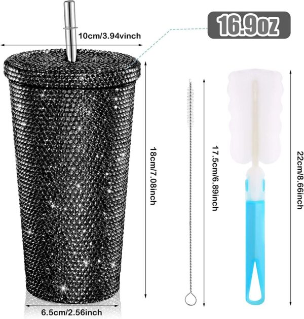 Rhinestones Inlaid Insulated Coffee Cup Tumbler - Image 5