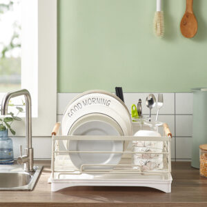 Stylish and Durable Beech Wood and Stainless-Steel Dish Rack