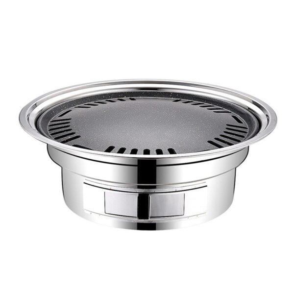 Portable Round Korean BBQ Grill with Non-Stick Stainless Steel and Carbon Stove for Outdoor Cooking - Image 5