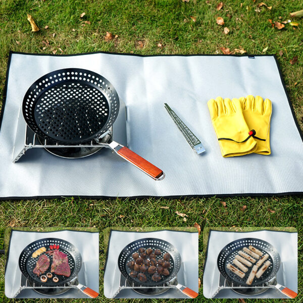 Compact Round Foldable Frying Pan for Outdoor Camping and BBQ, Perfect for Grilling Steaks and Picnic Meals, with Heat-Resistant Design - Image 3