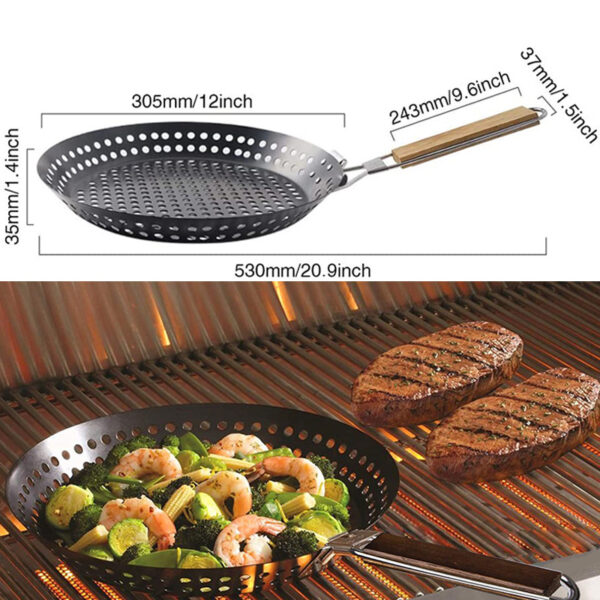 Compact Round Foldable Frying Pan for Outdoor Camping and BBQ, Perfect for Grilling Steaks and Picnic Meals, with Heat-Resistant Design - Image 2