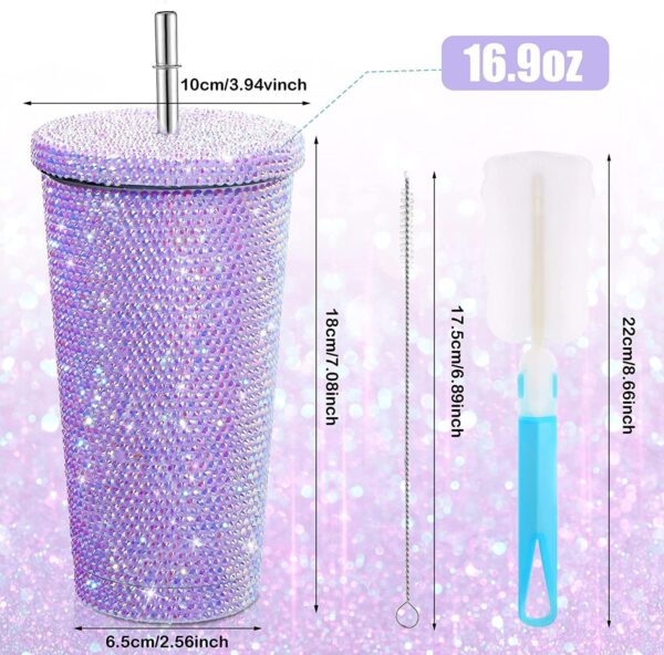 Rhinestones Inlaid Insulated Coffee Cup Tumbler - Image 6
