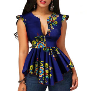 Slim-Fit Printed Asymmetrical Top for Women