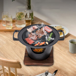 Portable Smokeless Mini BBQ Grill for Home and Outdoor Cooking: Alcohol Stove Barbecue Plate for Roasting Meat