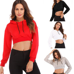 Loose-Fit Long-Sleeved Crop Hoodie