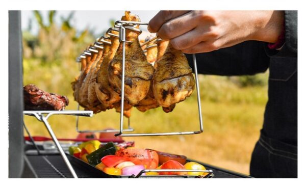 Stainless Steel 14-Slot Portable Grilling Basket with Mesh Clip: Ideal for Non-Stick BBQ Ribs, Chicken Wings, and Legs - Image 5