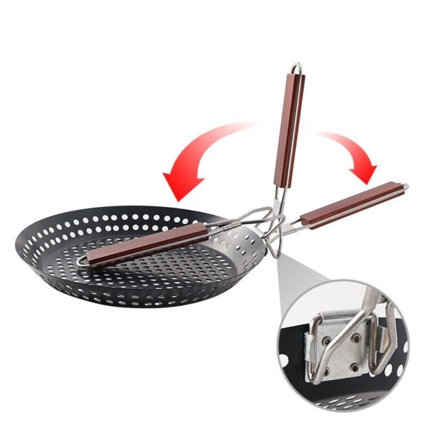 Compact Round Foldable Frying Pan for Outdoor Camping and BBQ, Perfect for Grilling Steaks and Picnic Meals, with Heat-Resistant Design - Image 8