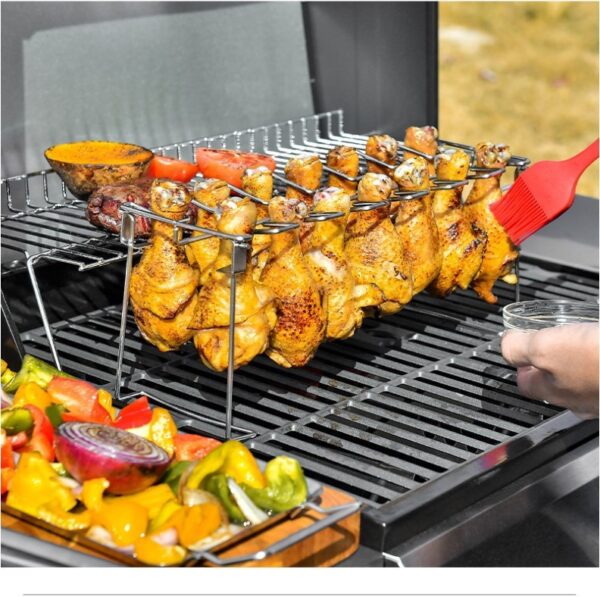 Stainless Steel 14-Slot Portable Grilling Basket with Mesh Clip: Ideal for Non-Stick BBQ Ribs, Chicken Wings, and Legs - Image 2
