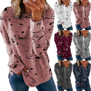Trendy Women’s Long Sleeve Top with Graffiti Print