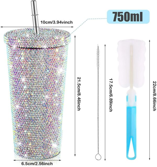 Rhinestones Inlaid Insulated Coffee Cup Tumbler - Image 2