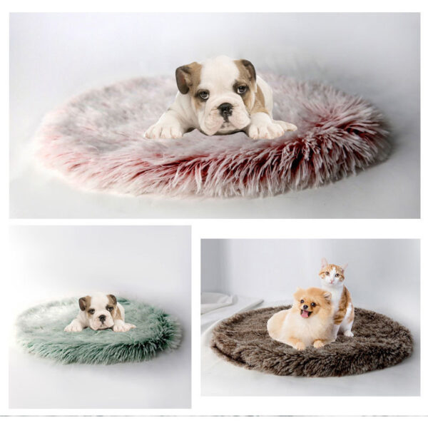Pet Sleeping Soft Plush Round Pad Mat - Image 2