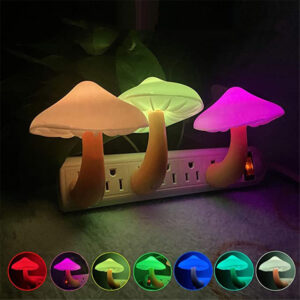 Warm White Light-Controlled LED Night Light Mushroom Wall Socket Lamp for Your Bedroom