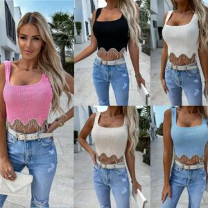 Women’s Knitted Vest with Slim Fit and Diamond Tassel Design
