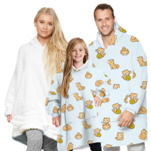 Adorable Lamb Wool Hooded Blanket for Kids with Stunning Digital Print