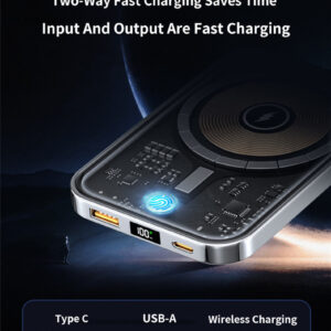 Fast-Charging Magnetic Power Bank with Transparent Design: 22.5W Output