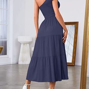 Pleated Layered Dress with One-Shoulder Design and Flirty Asymmetrical Hem for Women