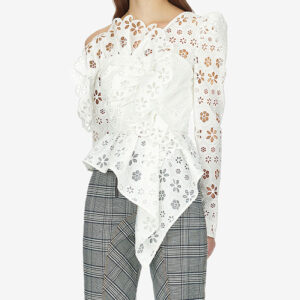 Cotton Women’s Blouse with Hollow Out Detailing for a Versatile Look