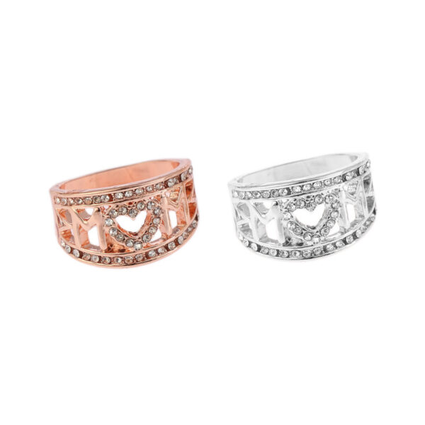 Gold-Plated Mom Ring with Heart-Shaped Diamond Detail - Image 8