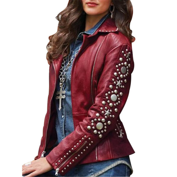 Leather Jacket with Rhinestones